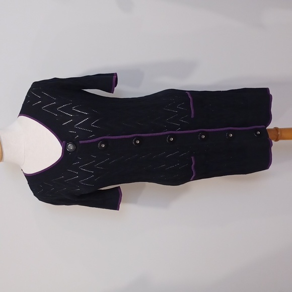 Mac & Jac Short Sleeve Long Line Cotton Lacy Cardigan- Sz. Sm - Picture 10 of 10